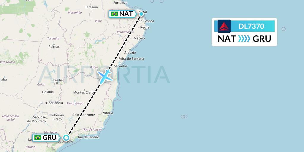 DL7370 Delta Air Lines Flight Map: Natal to Sao Paulo