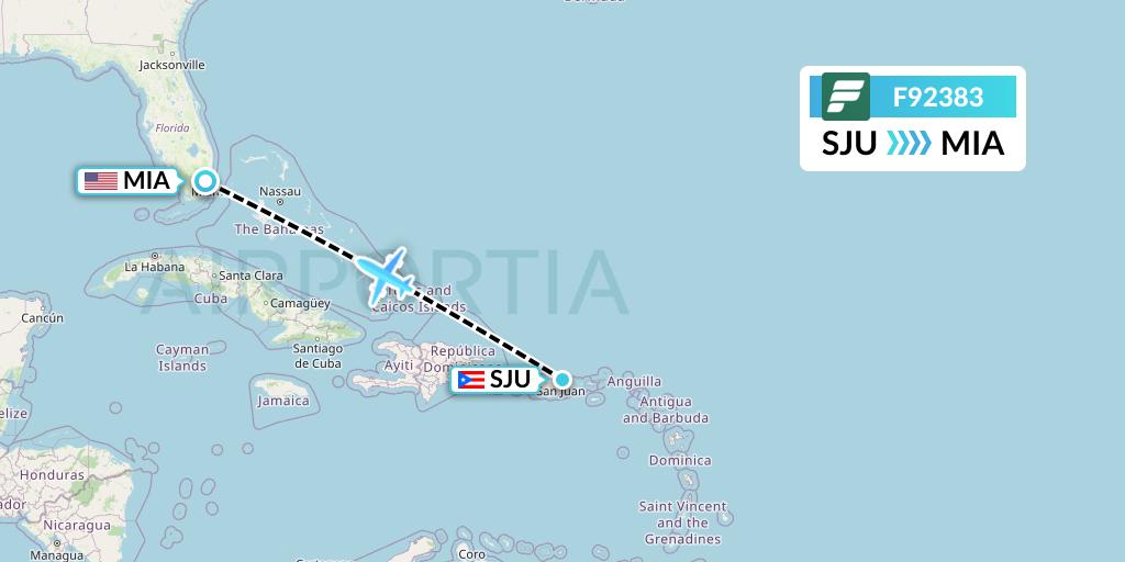 F92383 Frontier Airlines Flight Map: San Juan to Miami