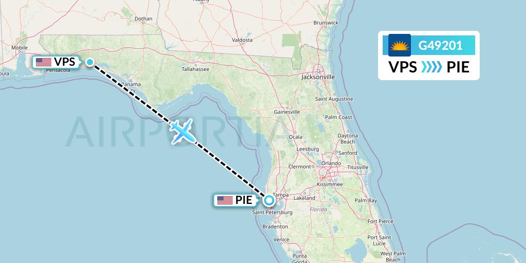 G49201 Allegiant Air Flight Map: Valparaiso to St. Petersburg
