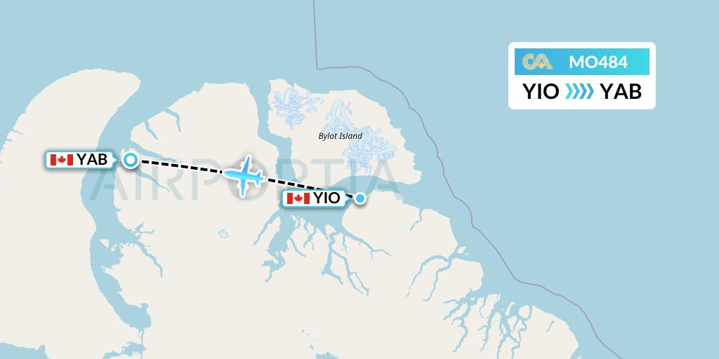 MO484 Calm Air Flight Map: Pond Inlet to Arctic Bay