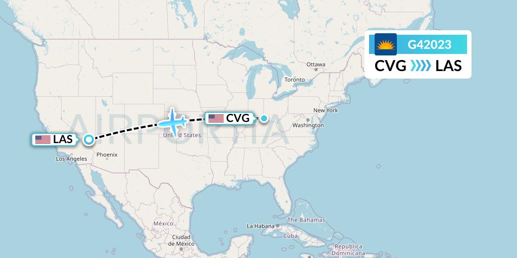 G42023 Allegiant Air Flight Map: Cincinnati to Las Vegas