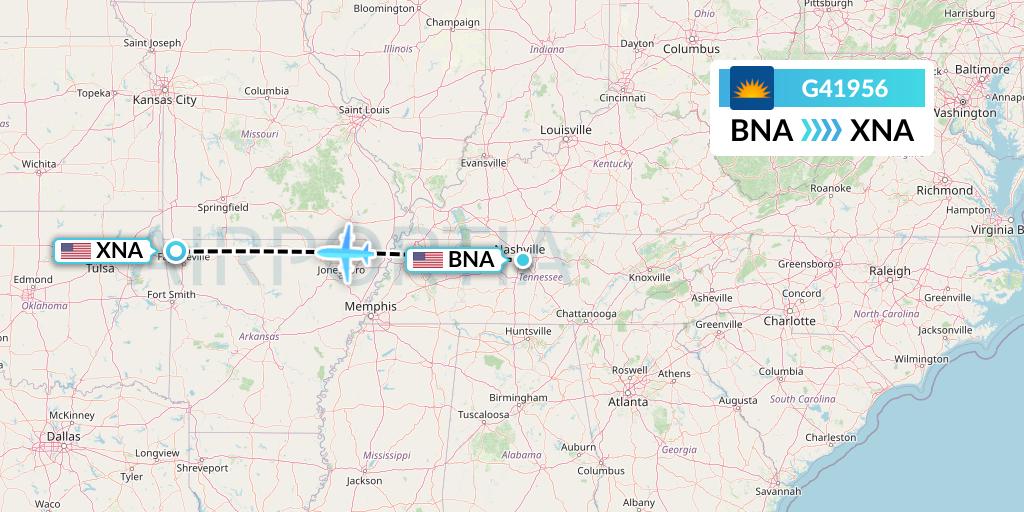 G41956 Allegiant Air Flight Map: Nashville to Bentonville