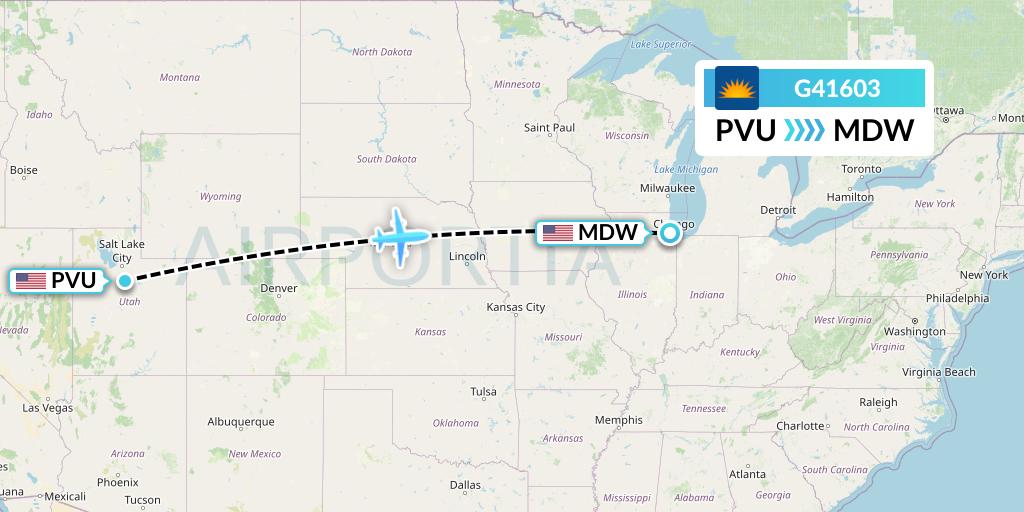 G41603 Allegiant Air Flight Map: Provo to Chicago