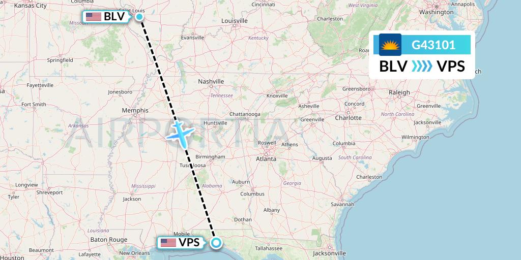 G43101 Allegiant Air Flight Map: Belleville to Valparaiso