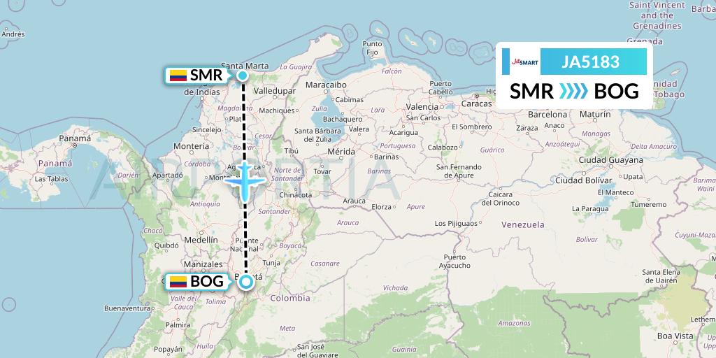 JA5183 JetSMART Flight Map: Santa Marta to Bogota