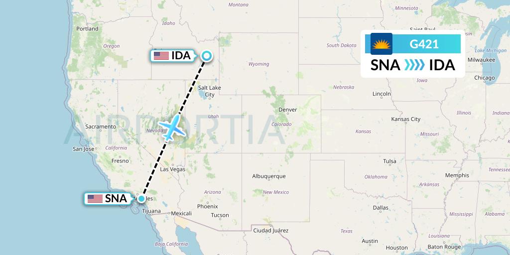 G421 Allegiant Air Flight Map: Orange County to Idaho Falls