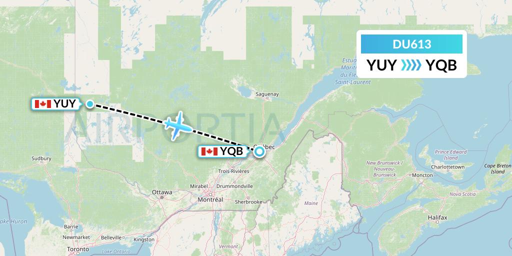 DU613 Sky Jet M.g. Inc Flight Map: Rouyn to Quebec