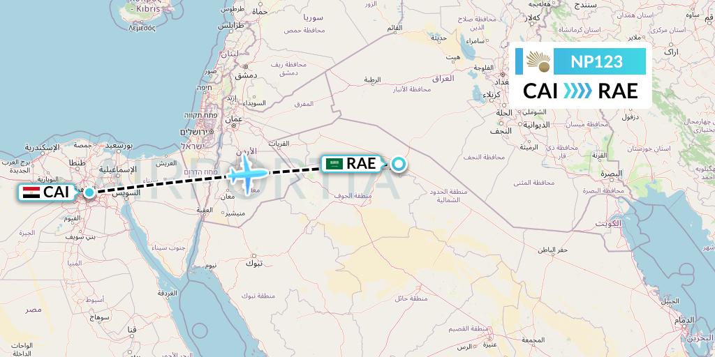 NP123 Nile Air Flight Map: Cairo to Arar