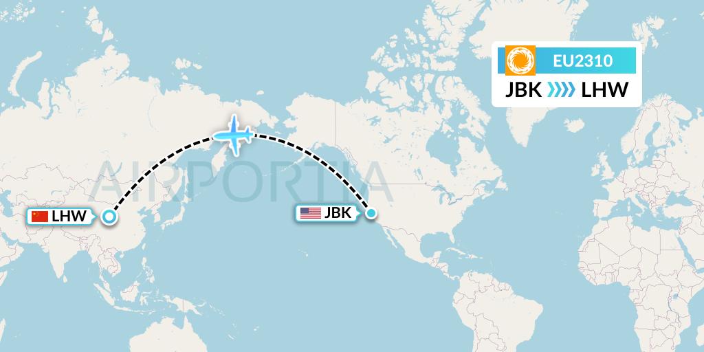 EU2310 Chengdu Airlines Flight Map: Berkeley to Lanzhou