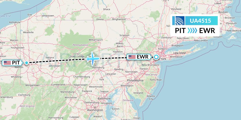 UA4515 United Airlines Flight Map: Pittsburgh to New York