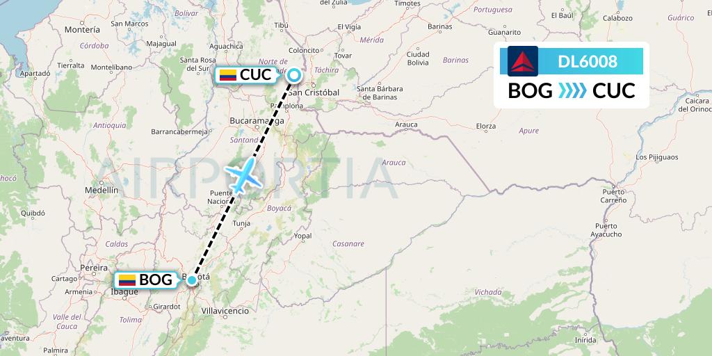 DL6008 Delta Air Lines Flight Map: Bogota to Cucuta