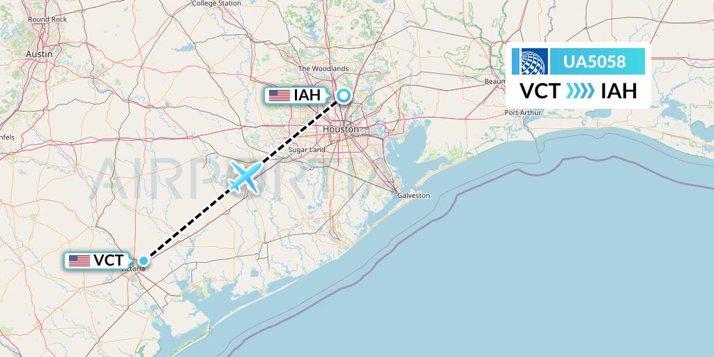 UA5058 United Airlines Flight Map: Victoria to Houston