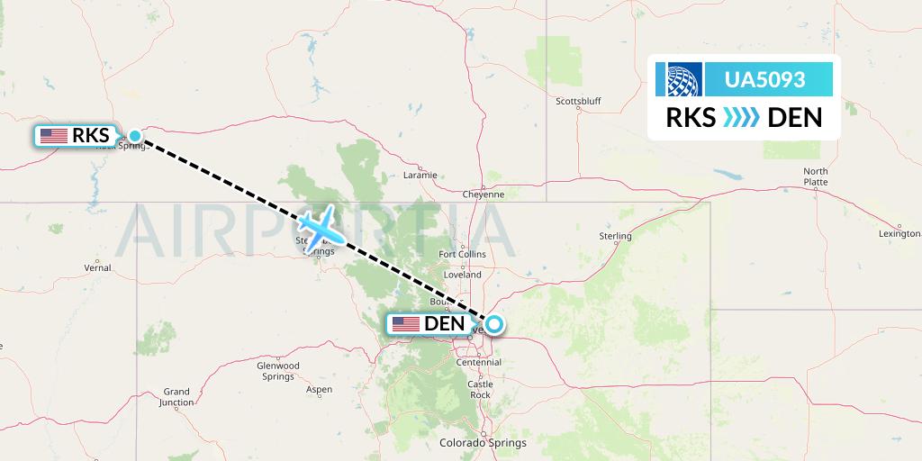 UA5093 United Airlines Flight Map: Rock Springs to Denver