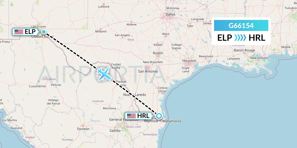 G66154 Fly Arna Flight Map: El Paso to Harlingen