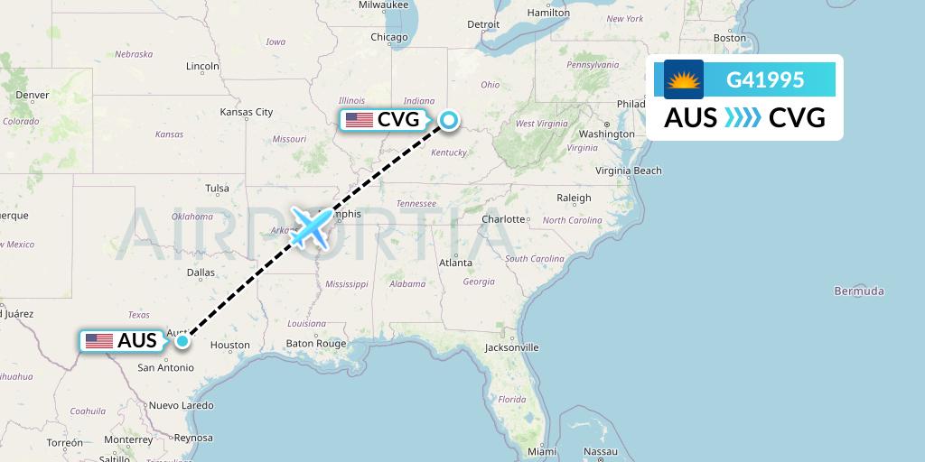 G41995 Allegiant Air Flight Map: Austin to Cincinnati