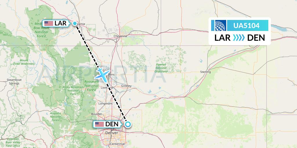 UA5104 United Airlines Flight Map: Laramie to Denver