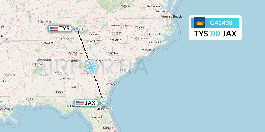 G41438 Allegiant Air Flight Map: Knoxville to Jacksonville