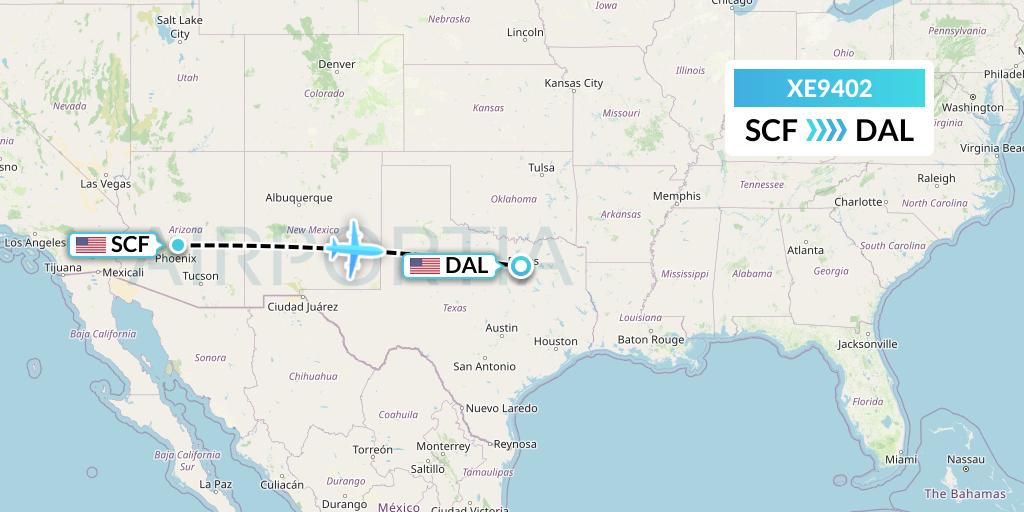 XE9402 Jsx Flight Map: Scottsdale to Dallas