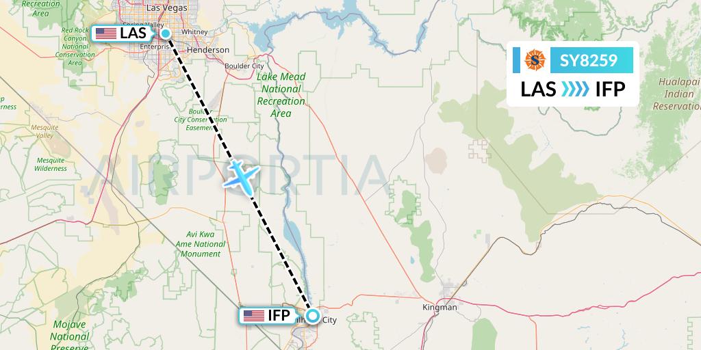 SY8259 Sun Country Airlines Flight Map: Las Vegas to Bullhead City