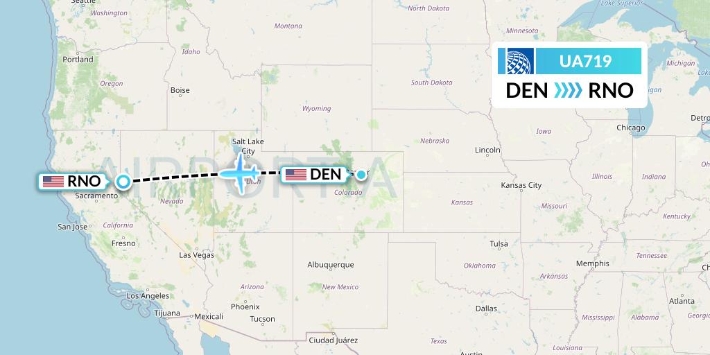 UA719 United Airlines Flight Map: Denver to Reno