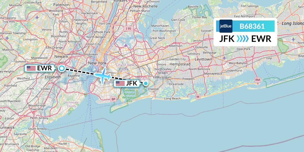 B68361 JetBlue Airways Flight Map: New York to New York