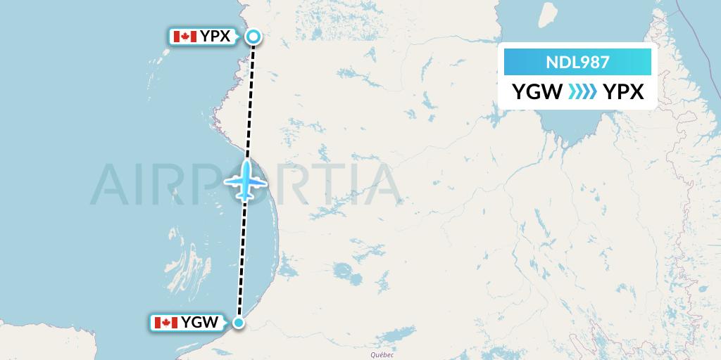 NDL987 Chrono Aviation Flight Map: Kuujjuarapik to Puvirnituq