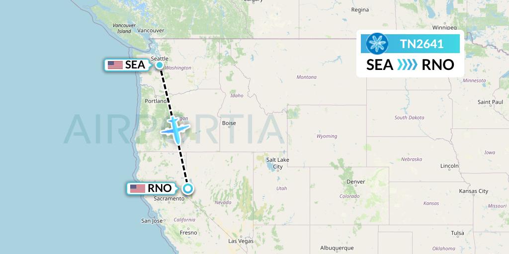 TN2641 Air Tahiti Nui Flight Map: Seattle to Reno