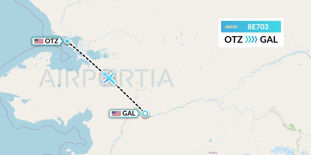 8E703 Bering Air Flight Map: Kotzebue to Galena