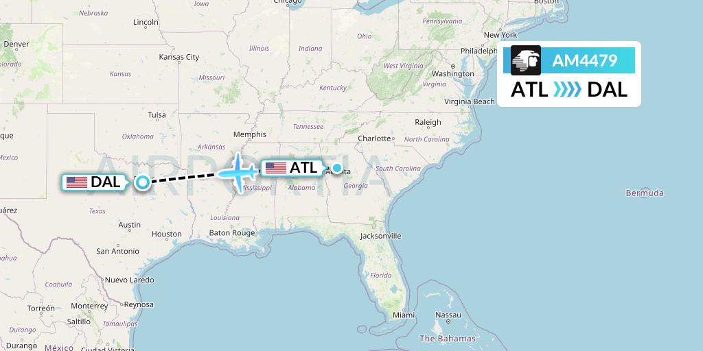 AM4479 Aeromexico Flight Map: Atlanta to Dallas