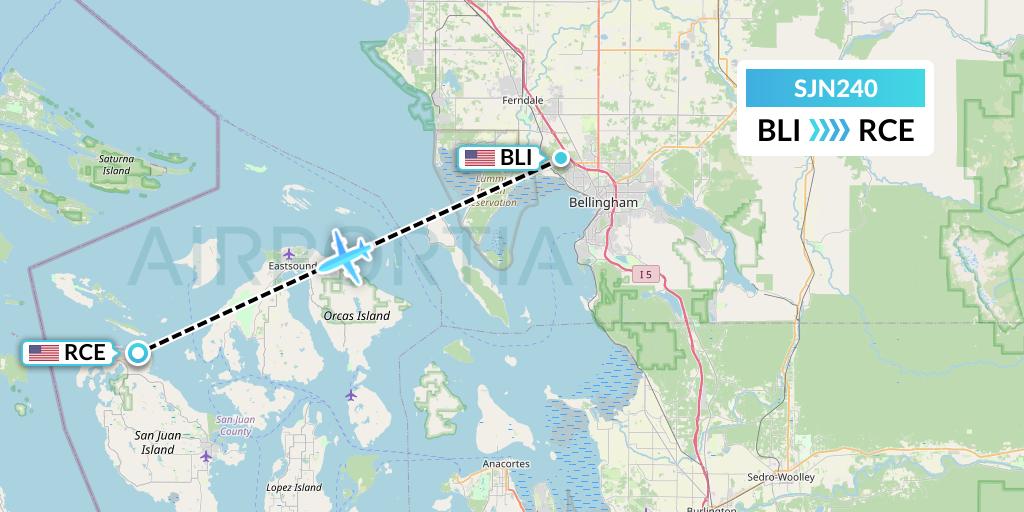 SJN240 San Juan Airlines Flight Map: Bellingham to Roche Harbor