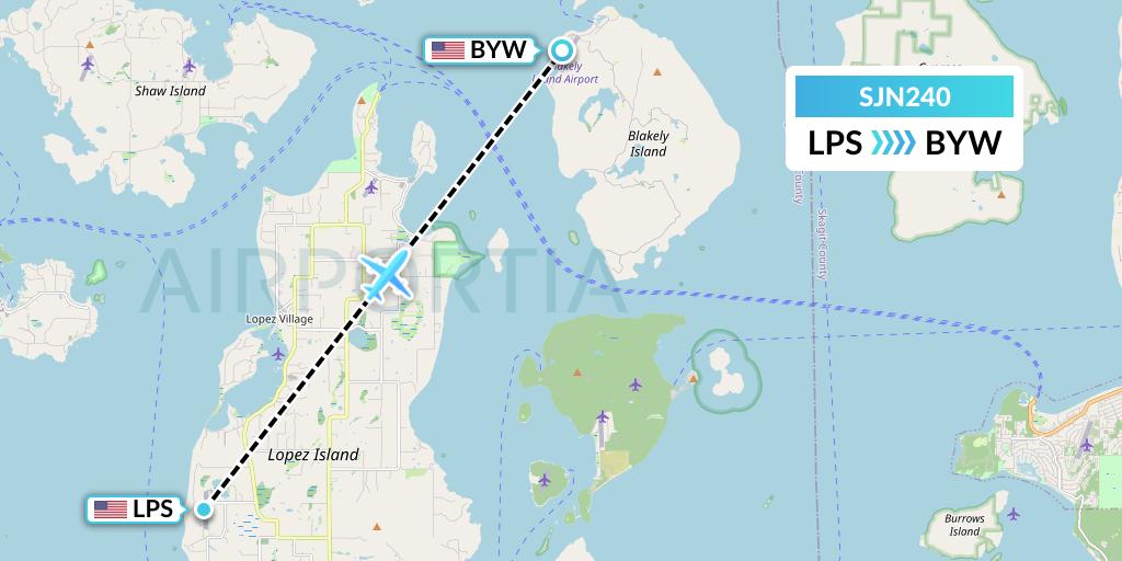 SJN240 San Juan Airlines Flight Map: Lopez to Blakely Island