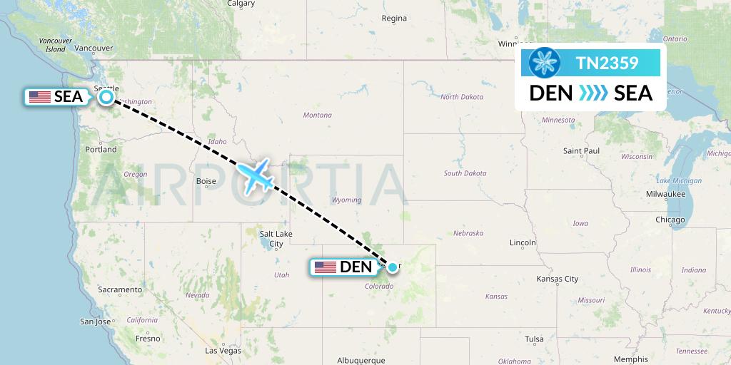 TN2359 Air Tahiti Nui Flight Map: Denver to Seattle