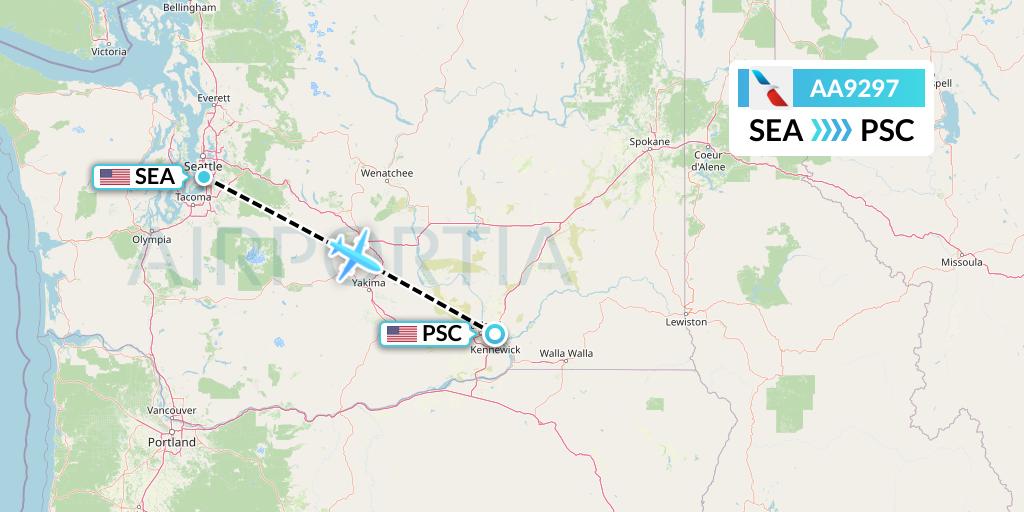 AA9297 American Airlines Flight Map: Seattle to Pasco