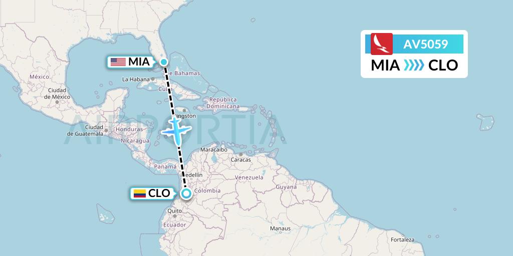 AV5059 Avianca Flight Map: Miami to Cali
