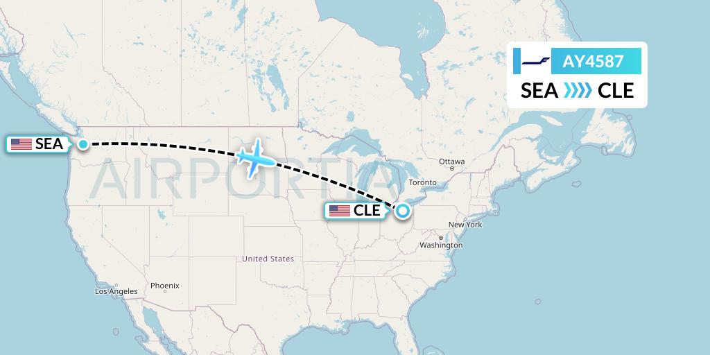 AY4587 Finnair Flight Map: Seattle to Cleveland