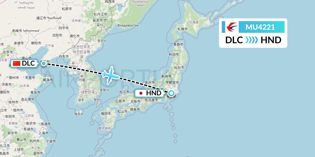 MU4221 China Eastern Airlines Flight Map: Dalian to Tokyo