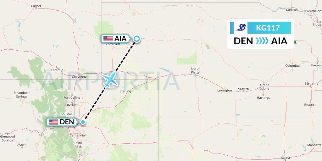 KG117 Key Lime Air Flight Map: Denver to Alliance