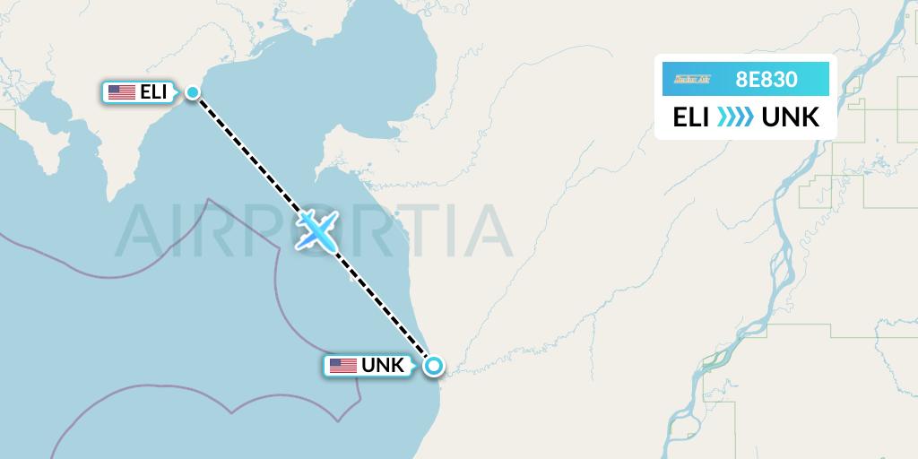 8E830 Bering Air Flight Map: Elim to Unalakleet