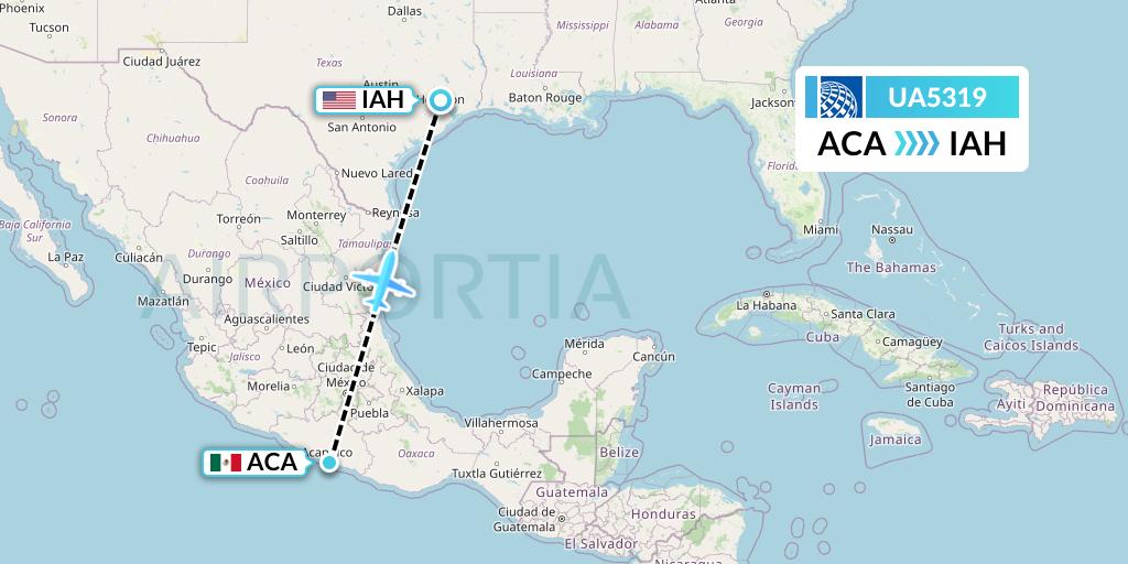UA5319 United Airlines Flight Map: Acapulco to Houston