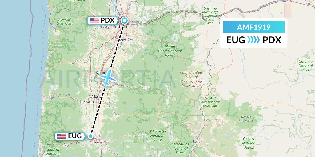 AMF1919 Ameriflight Flight Map: Eugene to Portland