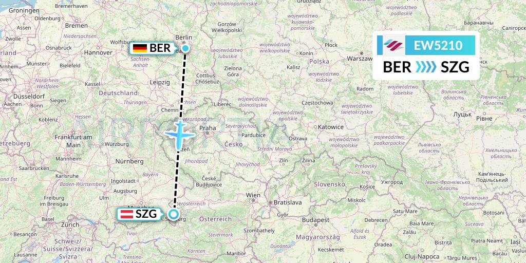 EW5210 Eurowings Flight Map: Berlin to Salzburg