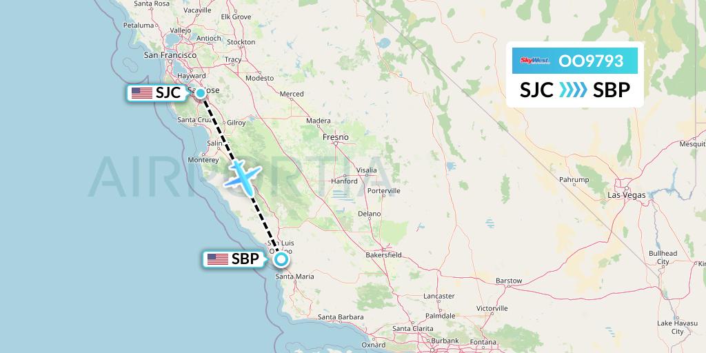 OO9793 SkyWest Airlines Flight Map: San Jose to San Luis Obispo