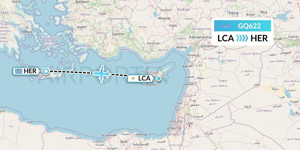 GQ622 Sky Express (Greece) Flight Map: Larnaca to Heraklion