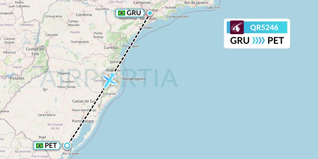 QR5246 Qatar Airways Flight Map: Sao Paulo to Pelotas