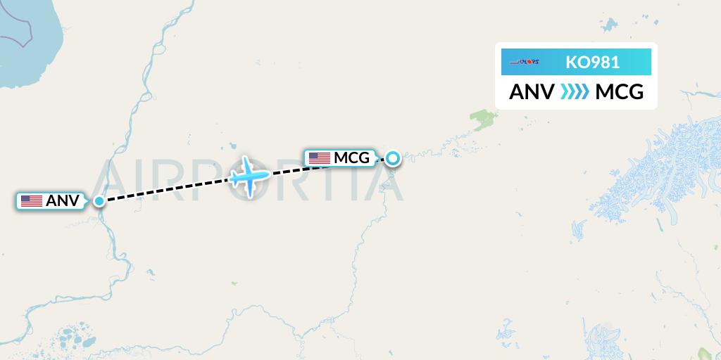 KO981 Komiaviatrans Flight Map: Anvik to McGrath