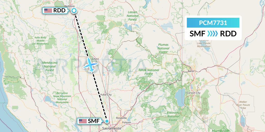 PCM7731 Westair Industries Flight Map: Sacramento to Redding
