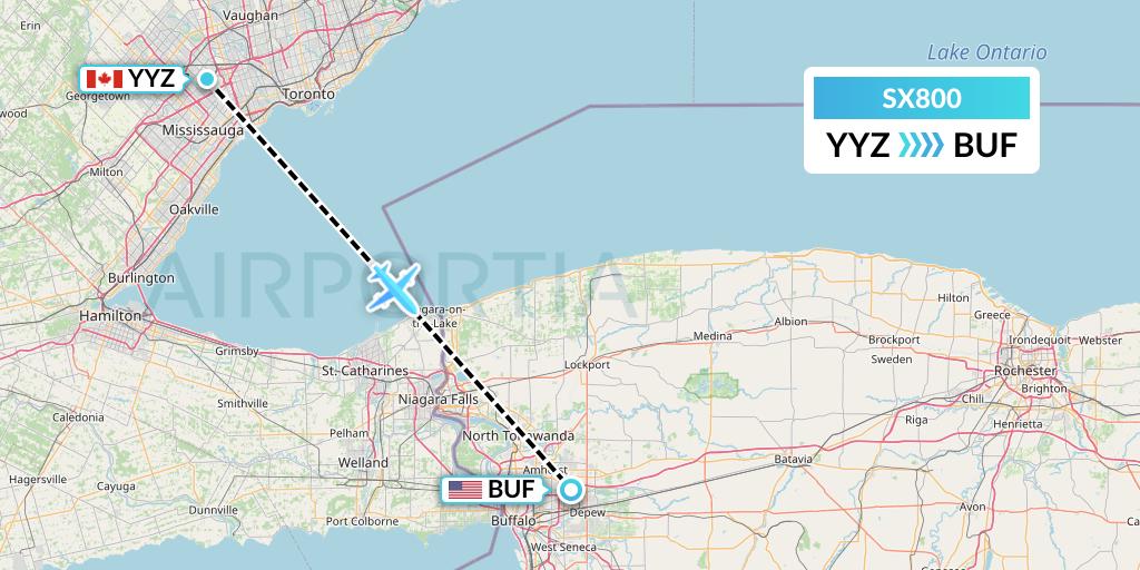 SX800 Flygta Airlines Flight Map: Toronto to Buffalo