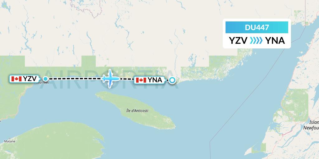 DU447 Sky Jet M.g. Inc Flight Map: Sept-Iles to Natashquan