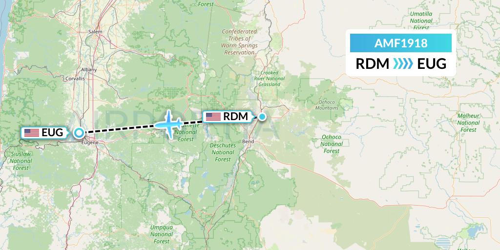 AMF1918 Ameriflight Flight Map: Redmond to Eugene