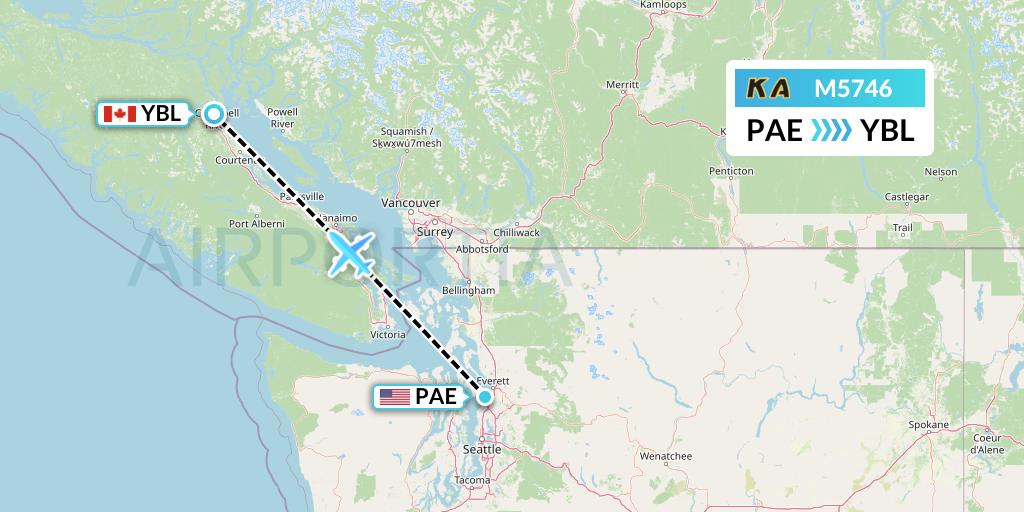 M5746 Kenmore Air Flight Map: Everett to Campbell River